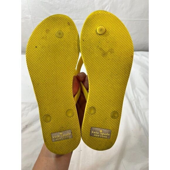 Kate Spade Nadine Lemon Yellow Bow Rubber Thong Sandals Sz 7 SB-F - Picture 7 of 11